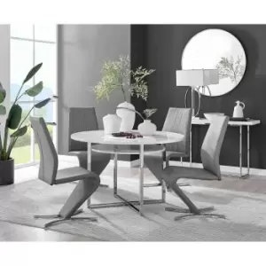 Image of Furniture Box Adley White High Gloss Storage Dining Table and 4 Grey Willow Chairs