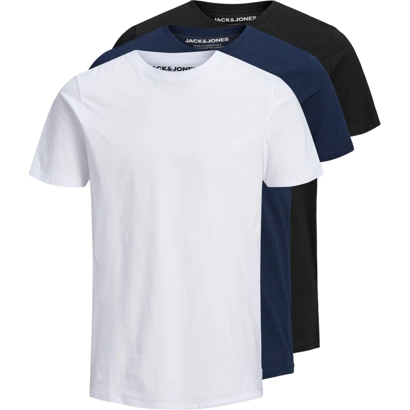 Image of Jack and Jones Basic 3 Pack T-Shirt Mens - Multi Multi M