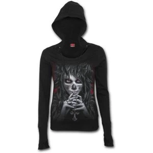 Image of Day of The Goth Womens X-Large Wide Rib Drape Hoodie - Black