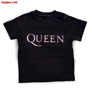 Image of Queen - Pink Logo Kids 18 Months T-Shirt - Black