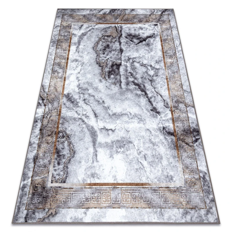 Image of RugsX Miro 51278.812 Washing Carpet Marble, Greek Anti Slip - Grey / Gold 200X290 Cm