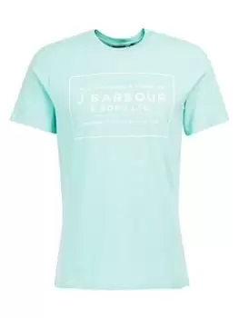 Image of Barbour Yawl Logo T-Shirt - Aquamarine, Aquamarine, Size 2XL, Men