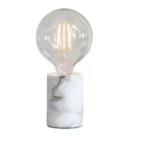 Image of Table Lamp Polished White Marble 60W E27 Bedside Light Base Only