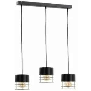 Image of Keter Royal Bar Pendant Ceiling Light Black, 60cm, 3x E27