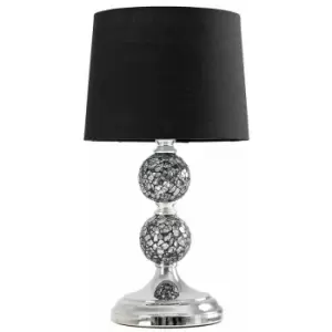 Image of Minisun - 2 x Decorative Chrome & Mosaic Crackle Glass Table Lamps - Black - No Bulb