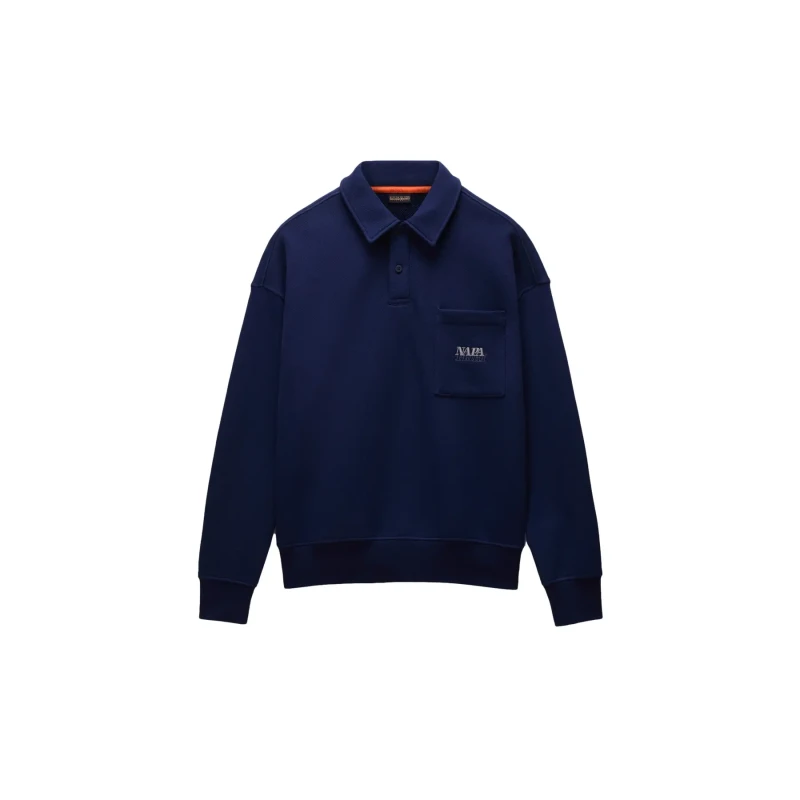 Image of Polo collar sweatshirt in French Terry Napapijri Miraat Bleu Male M