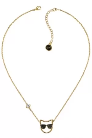 Image of Ladies Karl Lagerfeld Gold Plated Sunglasses Choupette Necklace 5378081