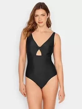 Image of Long Tall Sally Black Twist Cut Out Swimsuit, Black, Size 18, Women