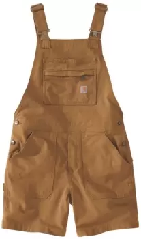 Image of Carhartt Rugged Flex Canvas Ladies Bib Shorts, brown, Size M for Women, brown, Size M for Women