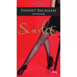 Image of Silky Womens/Ladies Scarlet Backseam Fishnet Stockings (1 Pair) (Medium (5ft-5ft8a)) (Black)