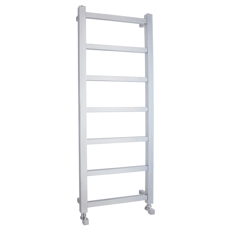 Image of Balterley Heated Vertical Towel Rail Square Tubes 690 BTU Chrome 1200x 450mm Silver