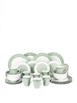 Image of Waterside 32 Piece Sage Herringbone Dinner Set