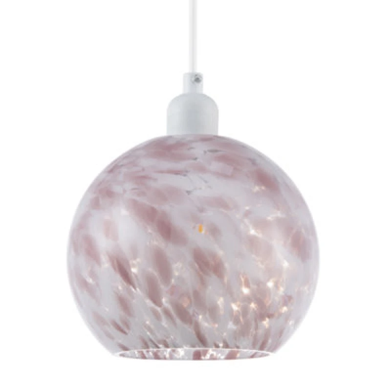 Image of Happy Homewares Modern Pink And White Snowflake 20Cm Glass Pendant Ceiling Lamp Shade
