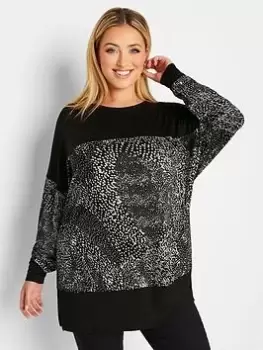 Image of Yours Animal Long Sleeve Top, Black, Size 20, Women