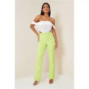 Image of I Saw It First Lime Green Premium Woven Utility Cargo Trouser Co-Ord - Green