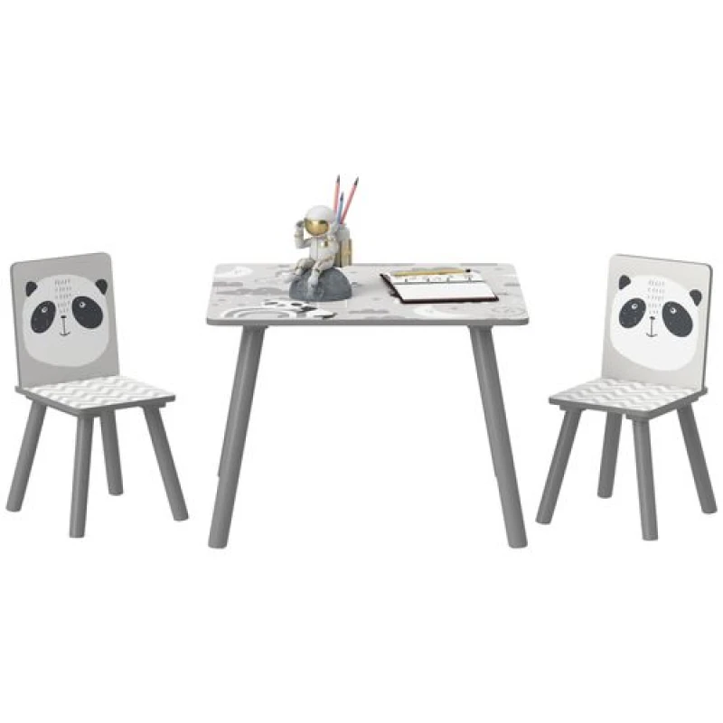 Image of ZONEKIZ Kids Table and Chair Set, Toddler Table w/ 2 Chairs, Grey 312-102V00GY