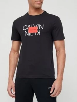 Image of Calvin Klein Text Reversed Logo T-Shirt - Black