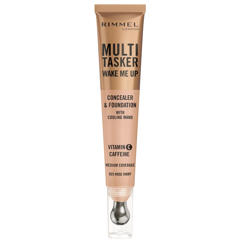 Image of Rimmel Multi-Tasker Wake Me Up Foundation and Concealer 20ml (Various Shades) - 025 Rose Ivory