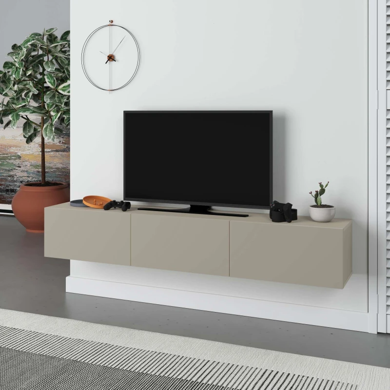 Image of Decortie Francy' Modern TV Unit with Storage TV Cabinet 180cm in Beige Size: 2 Pack Beige Unisex 2 Pack