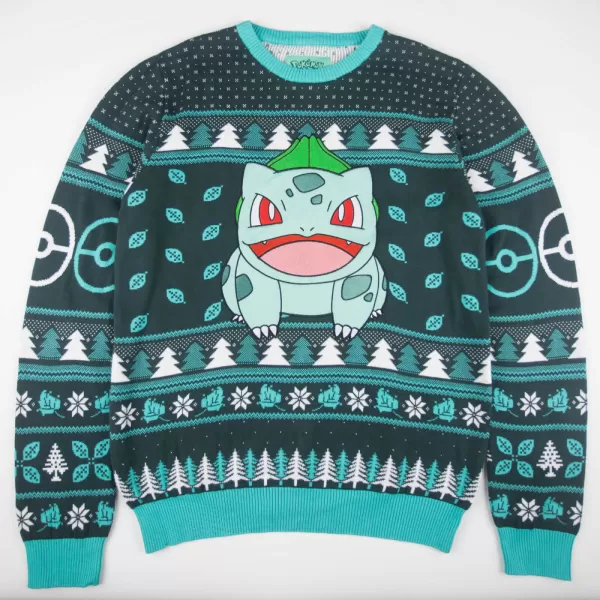 Image of Pokemon Bulbasaur Knitted Christmas Jumper - L