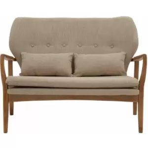 Image of Premier Housewares - 2 Seat Sofa Contemporary Corner Sofas For Living Room / Beige Sofa Double / Wooden Frame Sofa 2 Seater With Button Detail 116 x