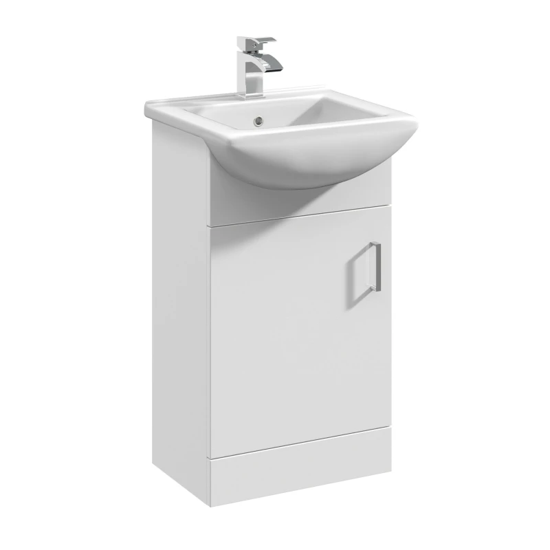 Image of Balterley 1 Door Vanity Basin Unit with Square Basin Gloss White 450mm White Unisex