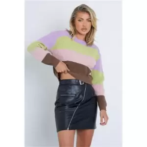 Image of I Saw It First Brown Striped Knitted Jumper - Brown