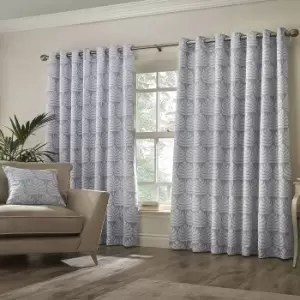 Image of Paoletti Horto Eyelet Curtains (66in x 90in) (Blue)
