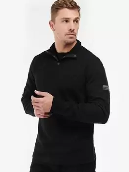 Image of Barbour International Steele Half Snap Knitted Jumper, Black, Size L, Men