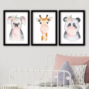 Image of 3SC16 Multicolor Decorative Framed Painting (3 Pieces)