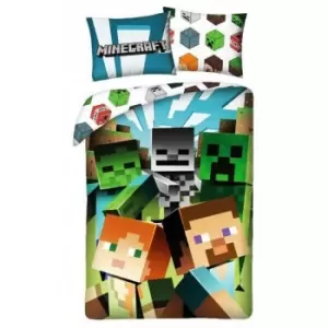 Image of Chase Duvet Cover Set (Single) (Multicoloured) - Multicoloured - Minecraft