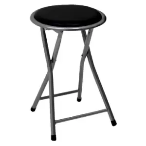 Image of Black Padded Folding Breakfast Kitchen Stool Seat