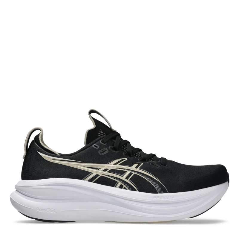 Image of Asics Gel-Nimbus 28 Black Gold SS26 Shoes, Size 46 - EUR