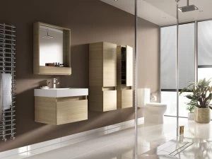 Image of Wickes Mondavio Oak Wall Hung Mirror Storage Unit - 900 mm