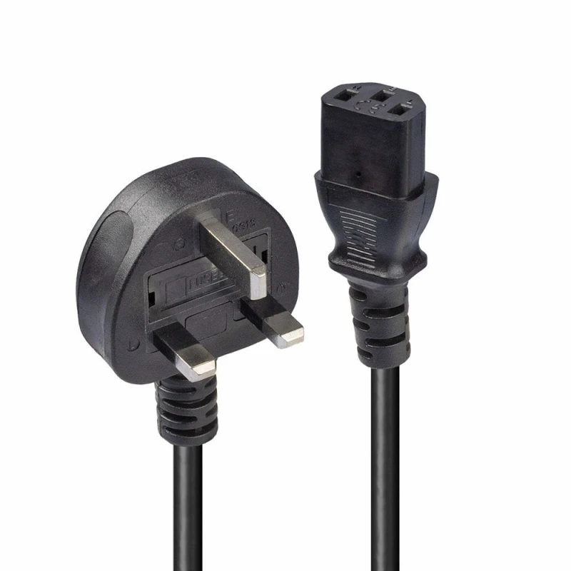 Image of Lindy 0.2m UK 3 Pin Plug To IEC C13 Mains Power Cable. Black