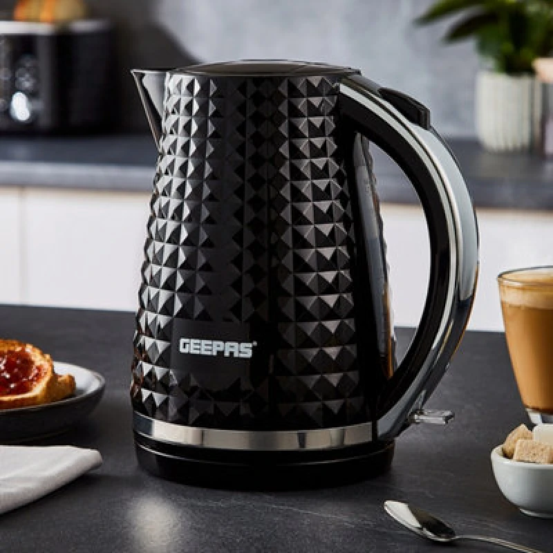 Image of Geepas Argyle 1.7L Cordless Electric Jug Kettle Textured Design Auto Shut Off 2200W Black