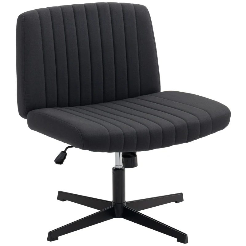 Image of HOMCOM HOMCOM Linen Criss Cross Legged Office Chair with Tilt Function, Black - Black