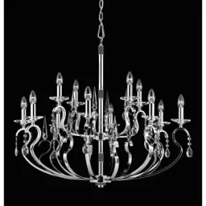 Image of Impex Rhinestone Gun Metal Pendant 18 Arm Chandelier