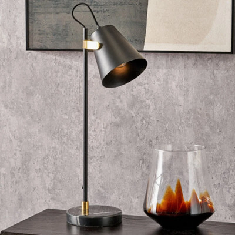 Image of Pacific Lifestyle Black And Brushed Brass Task Table Lamp