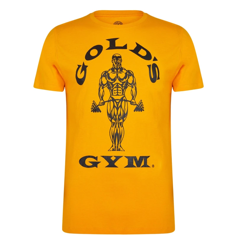 Image of Golds Gym Muscle Joe Print Crew Neck T-Shirt Gold