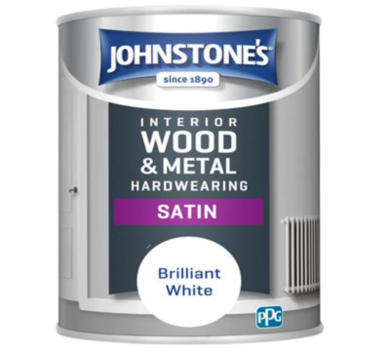 Image of JOHNSTONE'S Interior Hardwearing Satin Brilliant White 750ml - Brilliant White - Johnstone's 504204