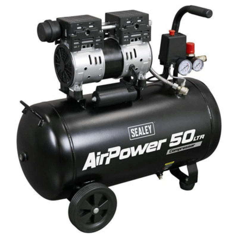 Image of Sealey SAC5000S Low Noise Oil Free Direct Drive Air Compressor 50 Litre SAC5000S Voltage: 240v