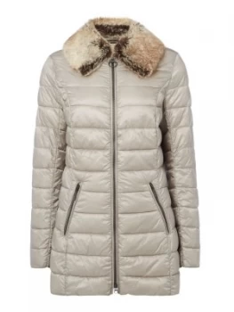 Image of Barbour Munro Quilted Jacket With Faux Fur Collar Taupe