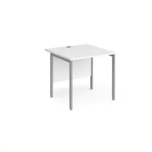 Image of Office Desk 800mm Rectangular Desk With H-Frame Leg White Tops With Silver Frames 800mm Depth Maestro 25
