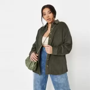 Image of Missguided Plus Size Long Line Shacket - Green