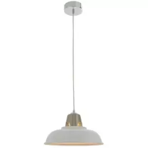 Image of Endon Directory Lighting - Endon Henley - 1 Light Ceiling Pendant White & Satin Nickel Plate, E27