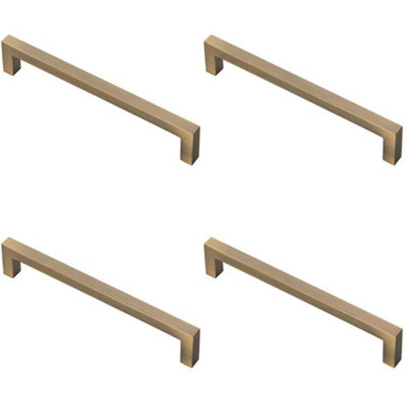 Image of Loops 4x Square Block Pull Handle 170 x 10mm 160mm Fixing Centres Antique Brass Metallics unisex
