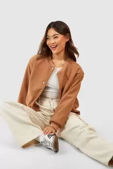 Image of Wool Look Crop Bomber Jacket