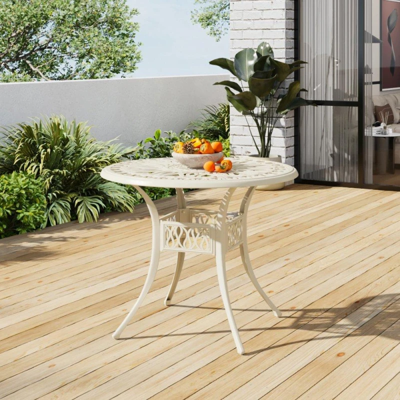 Image of Breeins Vintage Round Aluminum Garden Table White White unisex One size