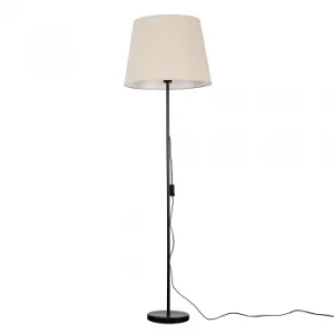 Image of Charlie Black Floor Lamp with XL Beige Aspen Shade